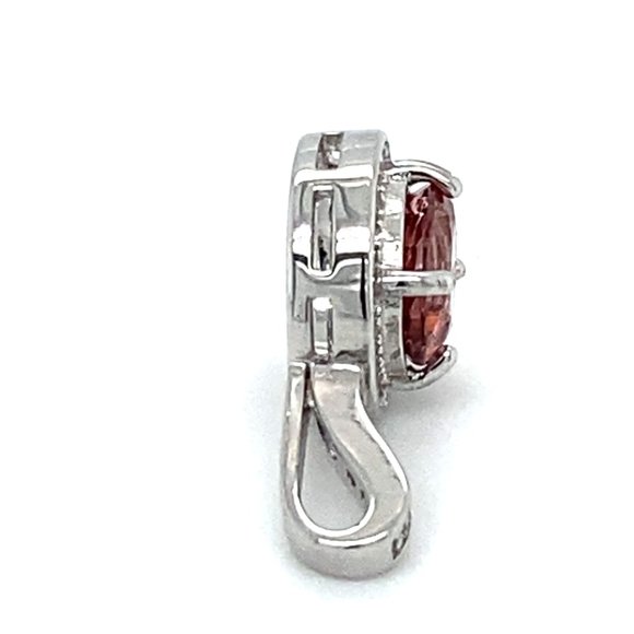 Pink Tourmaline .89ct White Gold Silver Pendant - Picture 4 of 6